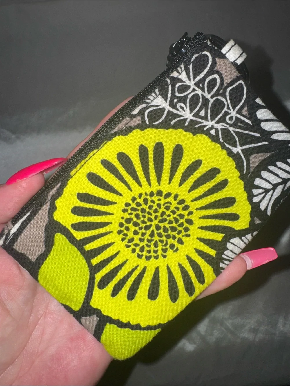 Vera Bradley Black & White Floral Key Ring Pouch